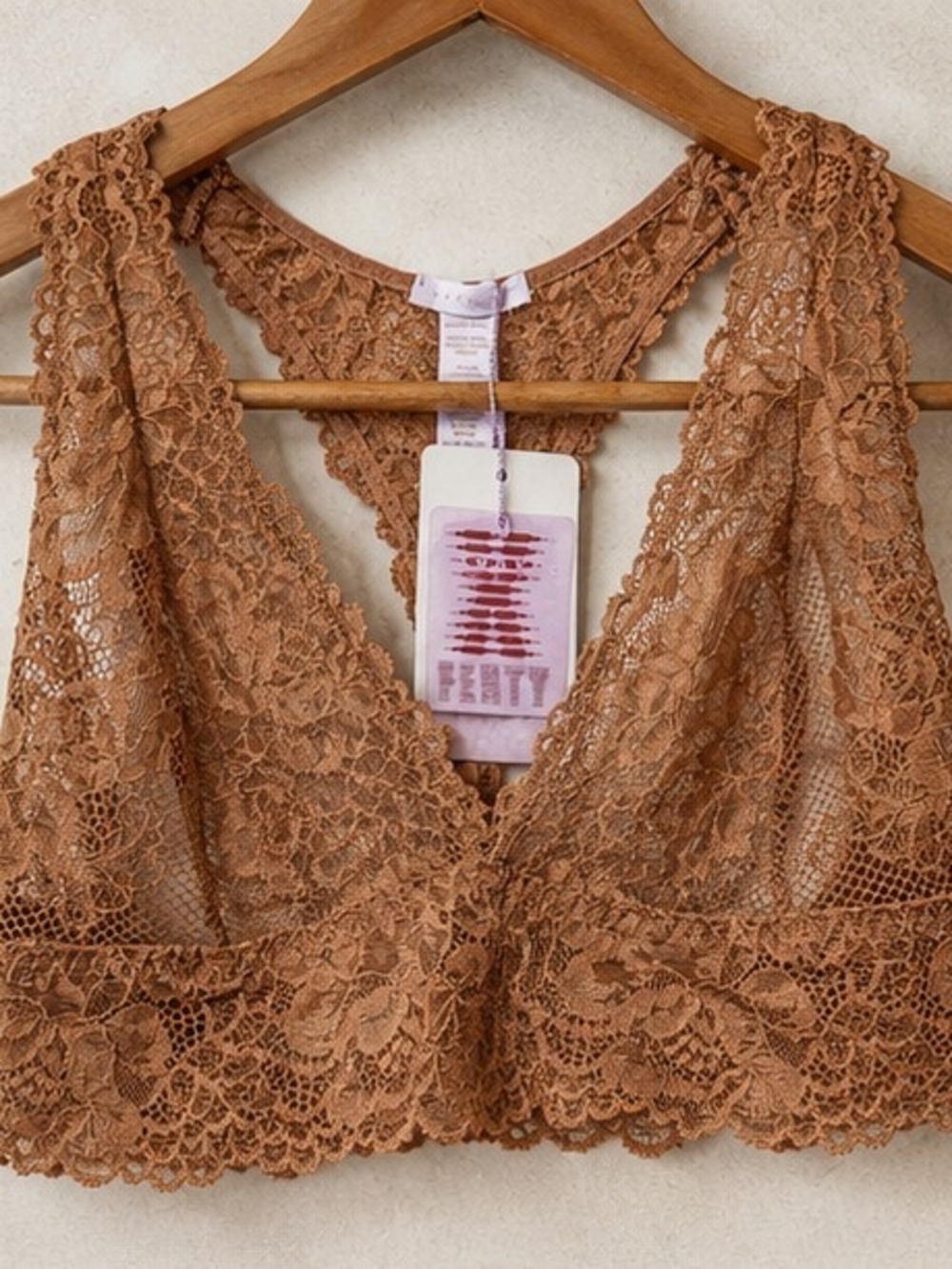 NWT Savage X Fenty Lace Bralette in Warm Tan